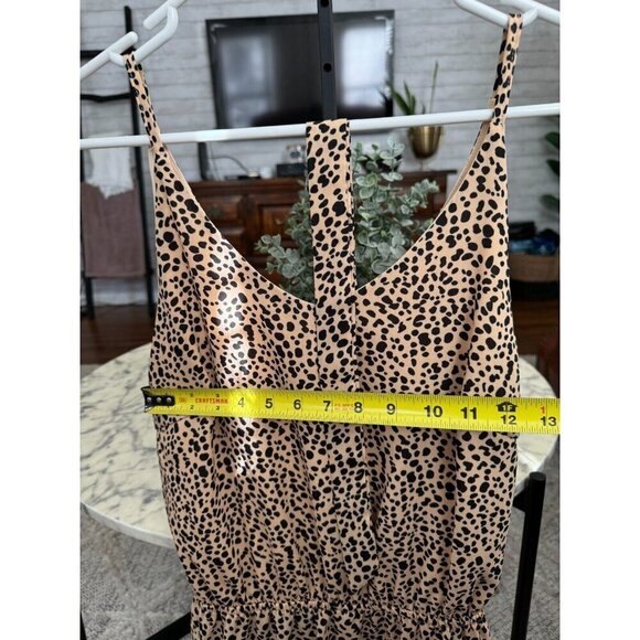 She + Sky Cheetah Print Sleeveless Button Closure Back Mini Romper Womens Sz L - Picture 4 of 8